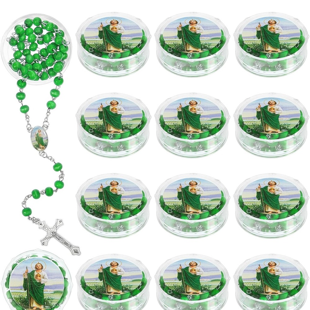 Emerald Green Beaded Necklace with Silver Cross